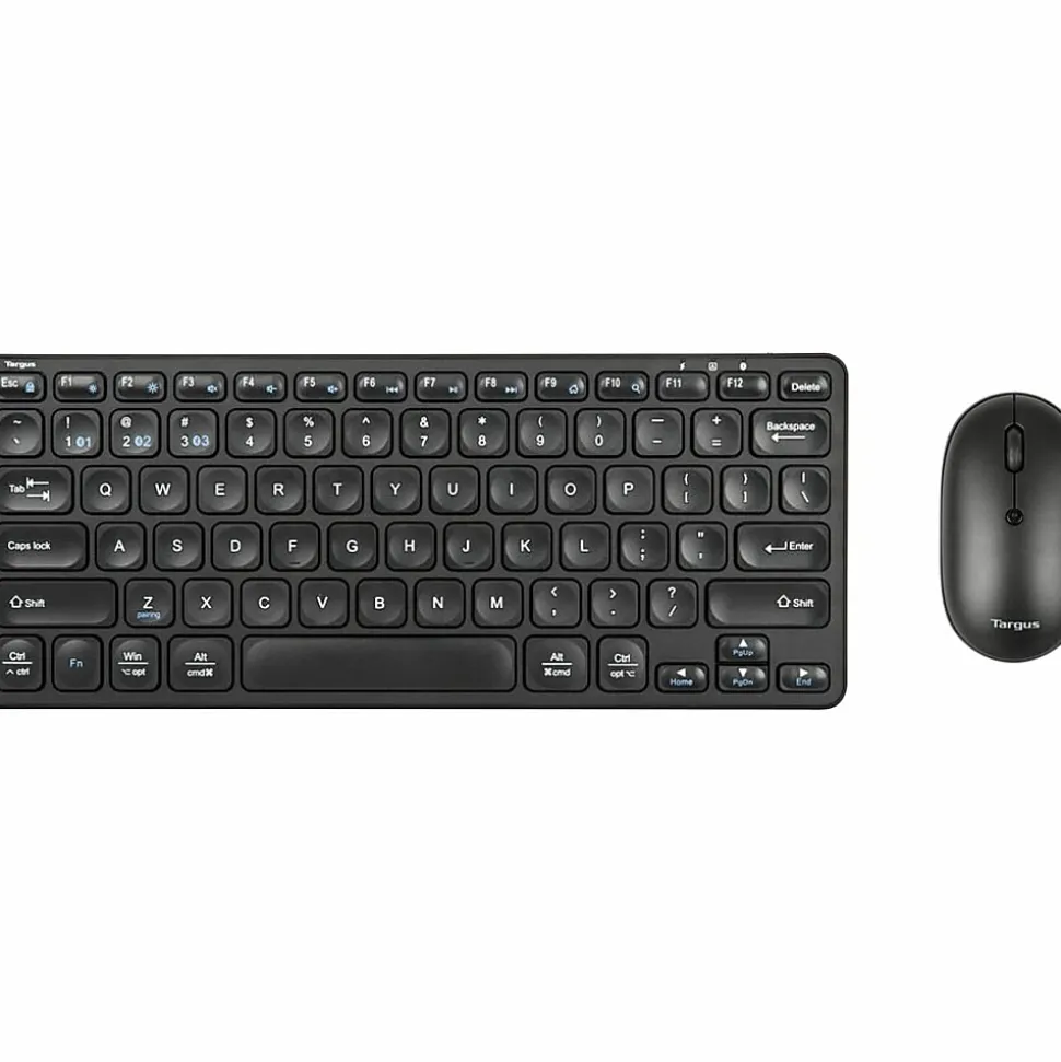 Targus® Multi-Device Wireless Bluetooth 5.1 Keyboard And Mouse Bundle, Compact, Black, AKM620AMUS