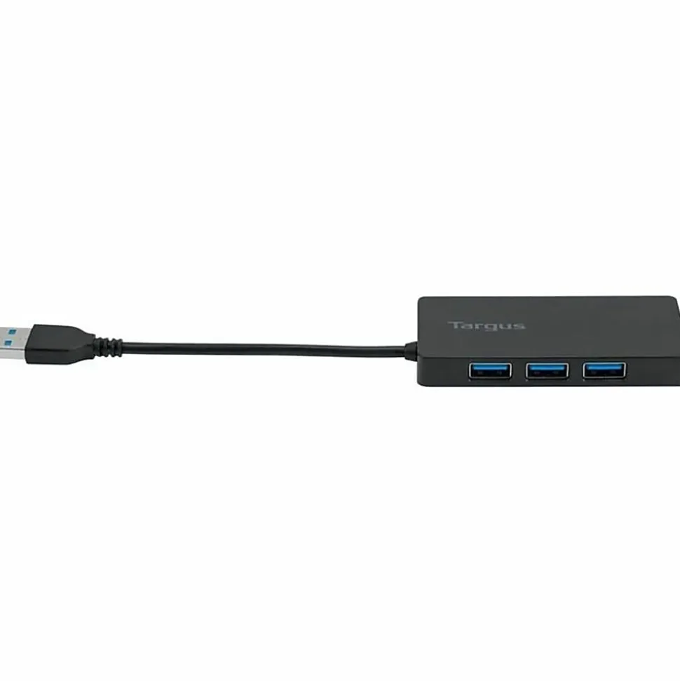 Targus® 4-Port USB 3.0 SuperSpeed™ Hub, 2.75"H x 0.5"W x 0.5"D