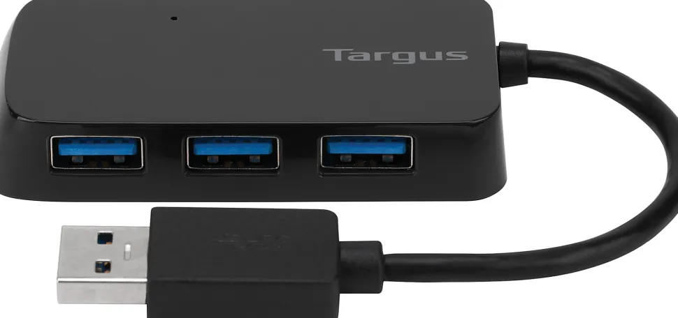 Targus® 4-Port USB 3.0 SuperSpeed™ Hub, 2.75"H x 0.5"W x 0.5"D