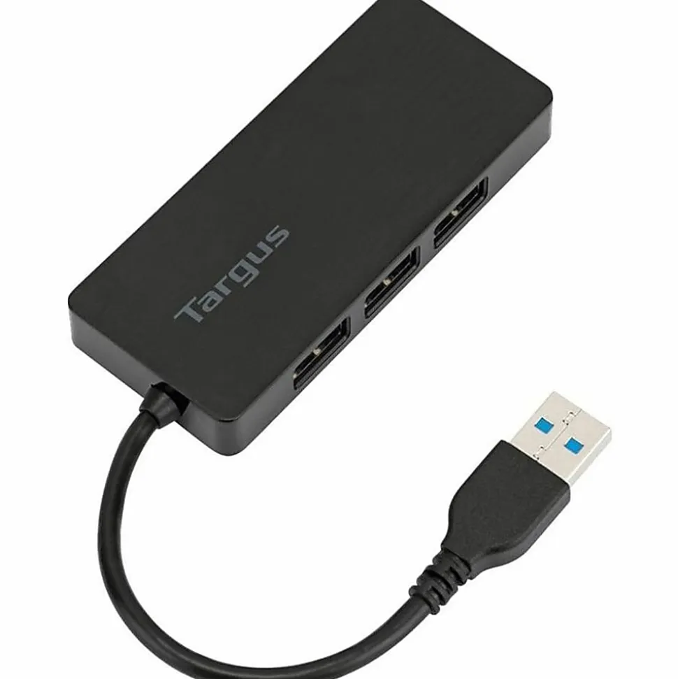 Targus® 4-Port USB 3.0 SuperSpeed™ Hub, 2.75"H x 0.5"W x 0.5"D