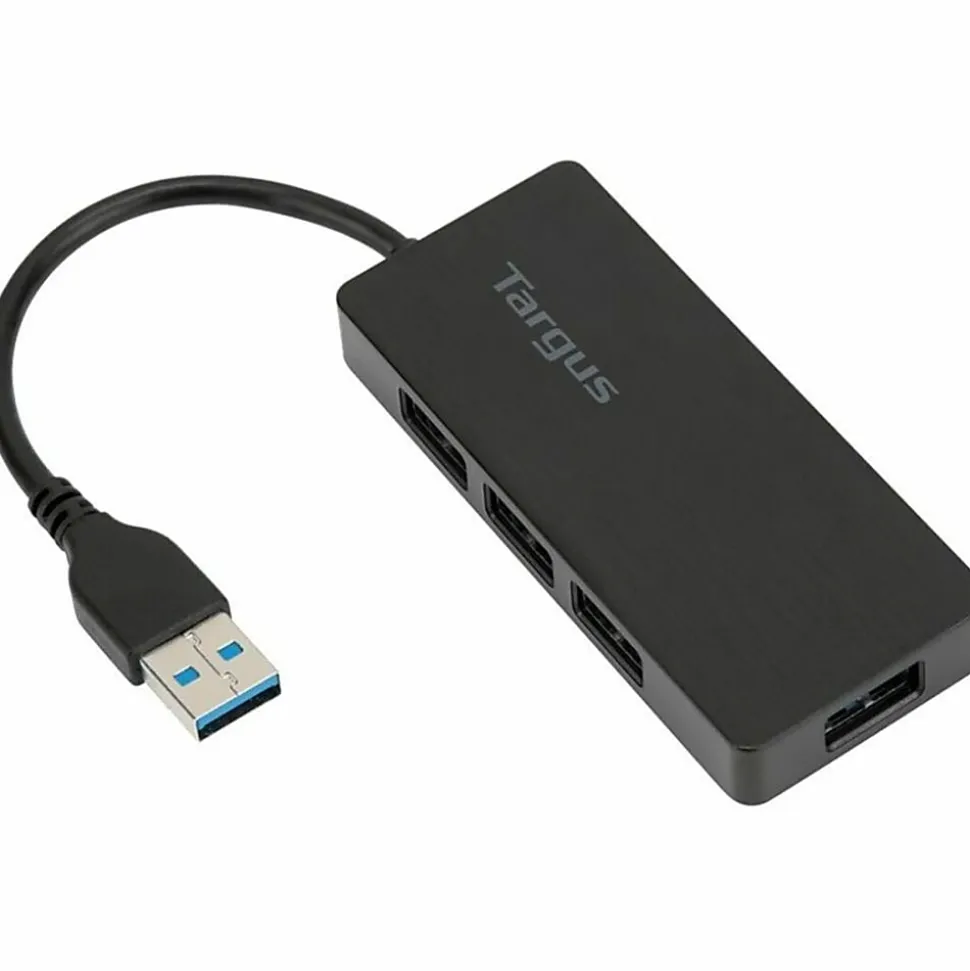 Targus® 4-Port USB 3.0 SuperSpeed™ Hub, 2.75"H x 0.5"W x 0.5"D