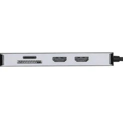 TargusĀ® USB-C Dual HDMI⢠Travel Dock, 4-1/2āH x 3āW x 7/8āD, Silver, DSU200TT