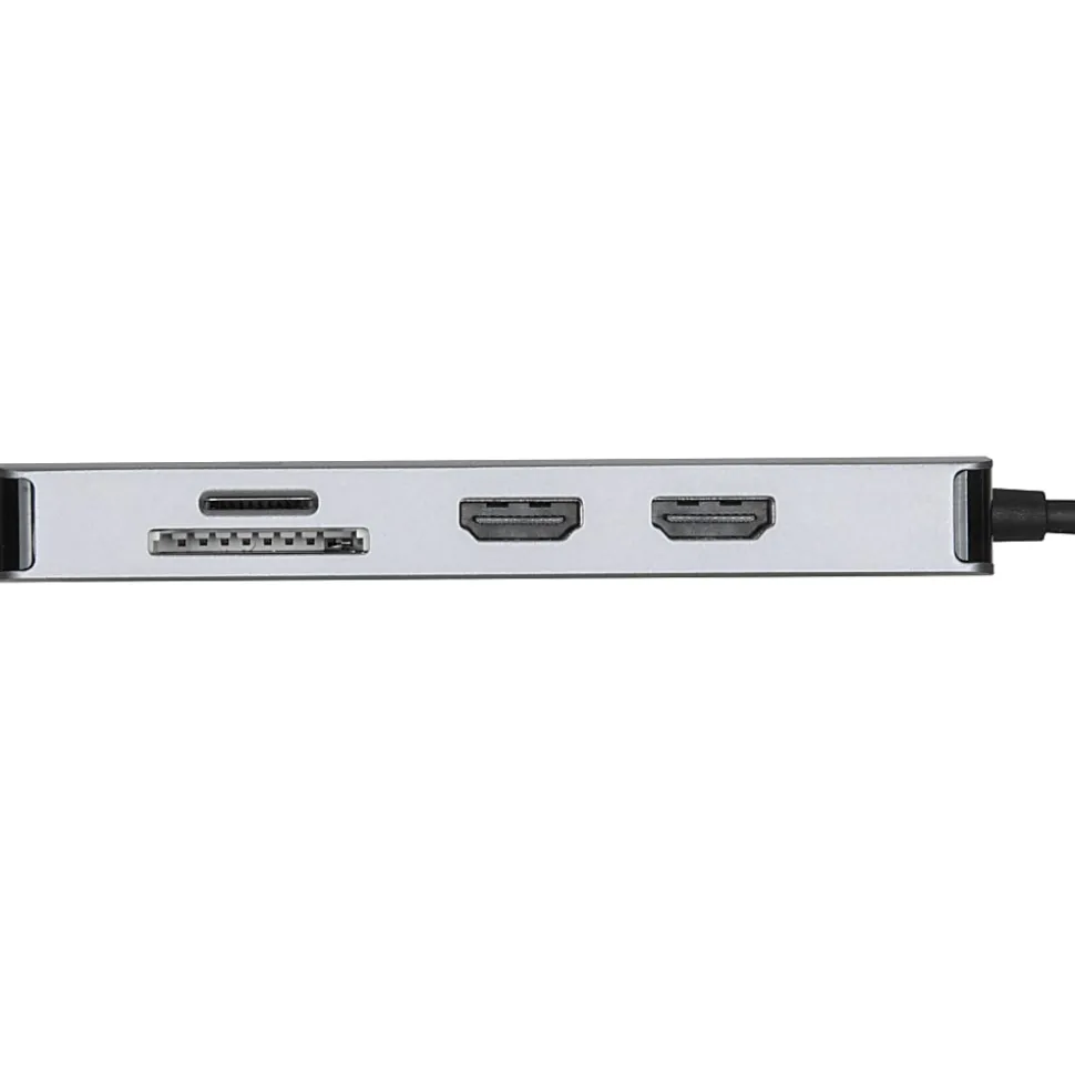 Targus® USB-C Dual HDMI™ Travel Dock, 4-1/2”H x 3”W x 7/8”D, Silver, DSU200TT