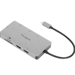 Targus® USB-C Dual HDMI™ Travel Dock, 4-1/2”H x 3”W x 7/8”D, Silver, DSU200TT