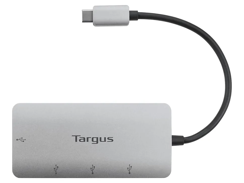 Targus® USB-C To 4-Port USB-A Hub, 1-13/16”H x 3-3/4”W x 1/2”D, Silver, ACH226BT