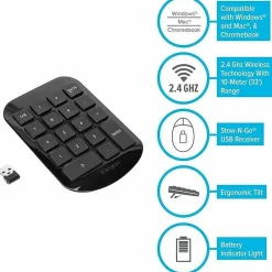 Targus® Wireless Numeric Keypad, Black/Gray