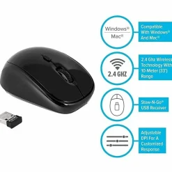 Targus Wireless Optical Mouse, Full Size, Black/Gray, AMW50US