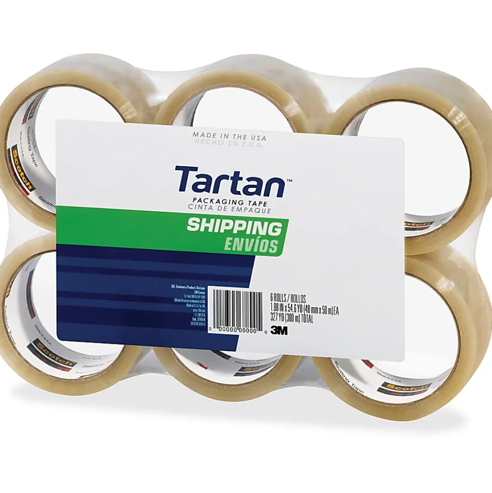 Tartan General-Purpose Packaging Tape - 54.60 yd x 1.88"- 1.9 mil Thickness - 3" Core - Rubber Resin Backing - 37102CRPK
