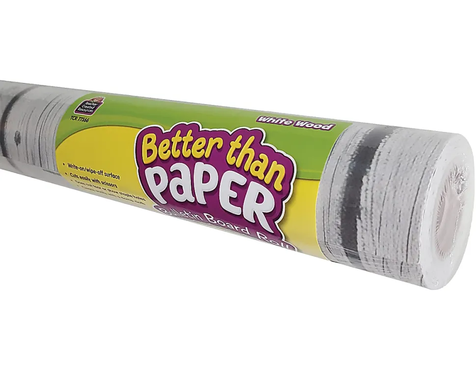Teacher Created Resources Better Than Paper Bulletin Board Roll, 48" x 12', White Wood