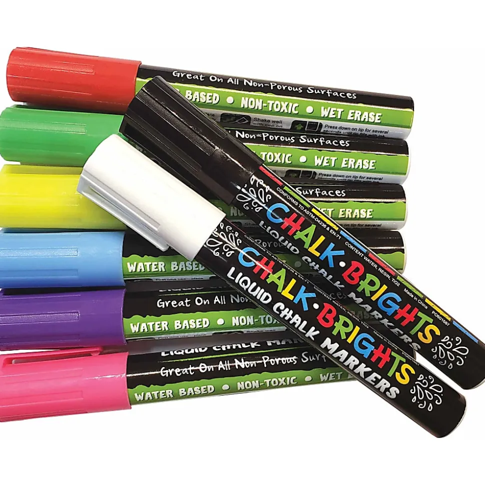 Teacher Created Resources Chalk Brights Liquid Chalk Markers, 2-Sided, Assorted Colors, 8 Markers Per Pack, Set Of 2 Packs