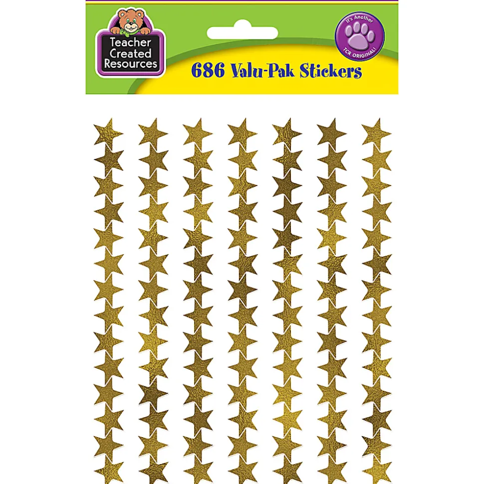 Teacher Created Resources Gold Foil Star Stickers, 686 Stickers Per Pack, Set Of 6 Packs