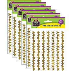 Teacher Created Resources Gold Foil Star Stickers, 686 Stickers Per Pack, Set Of 6 Packs