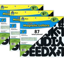 Teacher Created Resources Magnetic Letters, 2”, Black, 87 Pieces Per Pack, Set Of 3 Packs