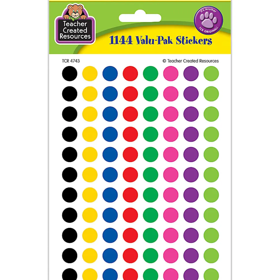 Teacher Created Resources® Mini Stickers, Colorful Circles, 1,144 Stickers Per Pack, Set Of 6 Packs