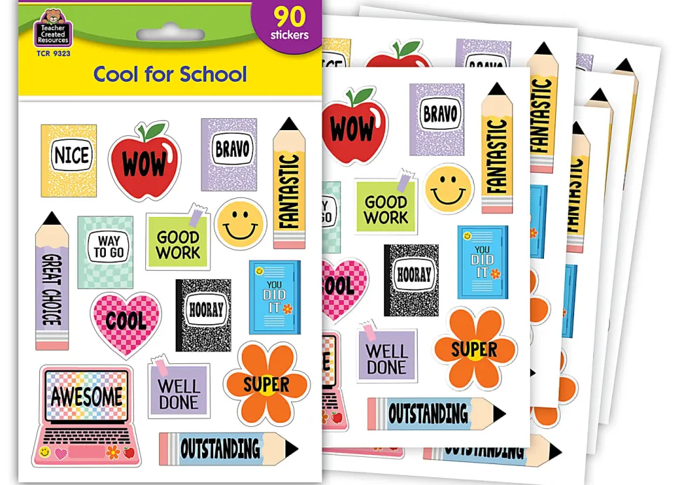Teacher Created Resources Stickers, Cool for School, Total Qty 90