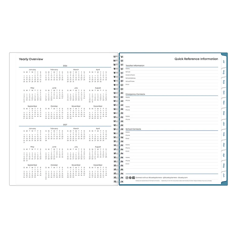 Teacher Lesson Planner BS Ditsy Dapple 8.5x11 AY26–27 W/M