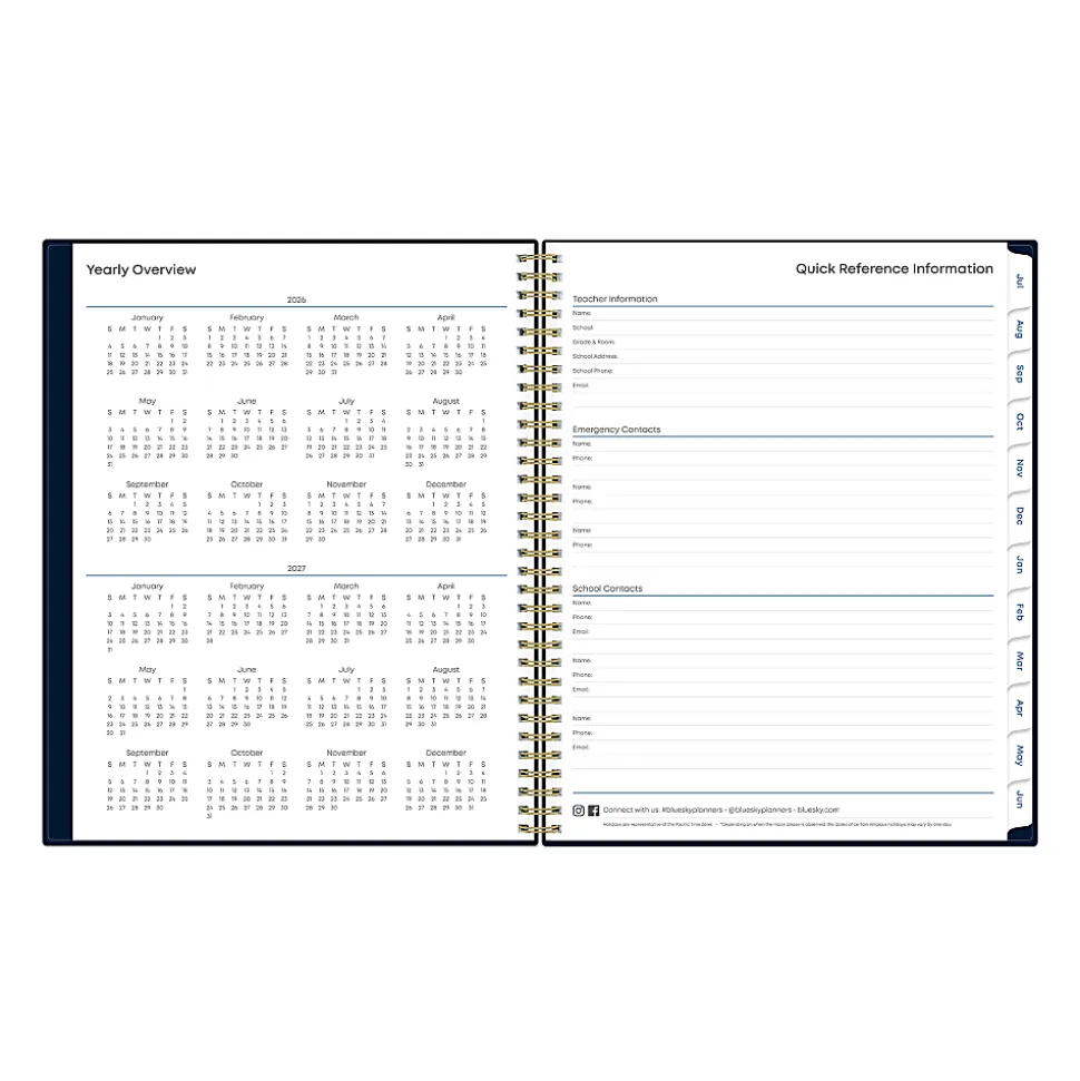 Teacher Lesson Planner BS Solid Navy PP 8.5x11 AY26–27