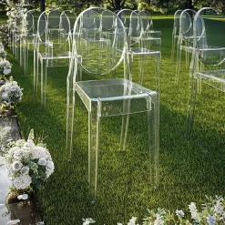 Techni Home Acrylic Ghost Event Stacking Chairs, Clear, Total Qty 4