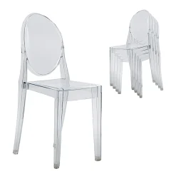 Techni Home Acrylic Ghost Event Stacking Chairs, Clear, Total Qty 4