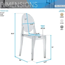 Techni Home Acrylic Ghost Event Stacking Chairs, Clear, Total Qty 4