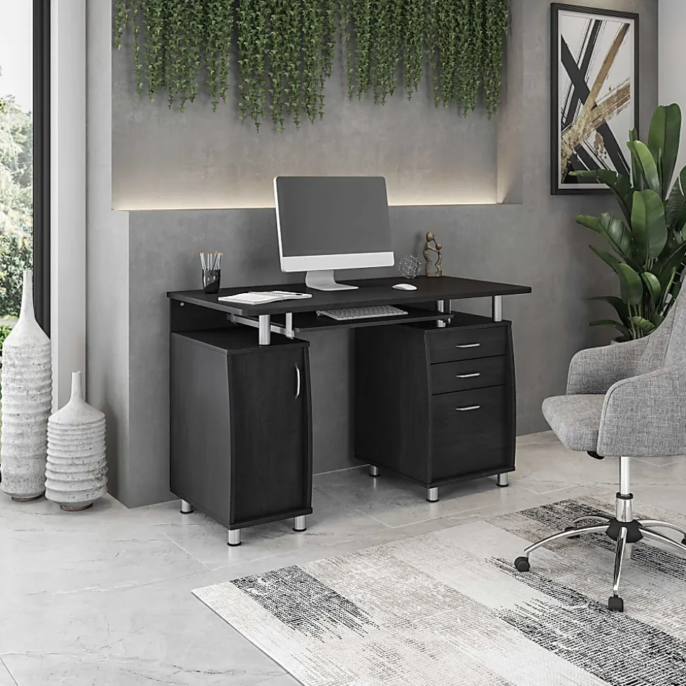 Techni Mobili Complete Workstation 48"W Computer Desk With Storage, Espresso Brown