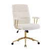 Techni Mobili Elegant Textured Boucle Polyester Mid-Back Executive Office Chair, White/Gold, Total Qty 1