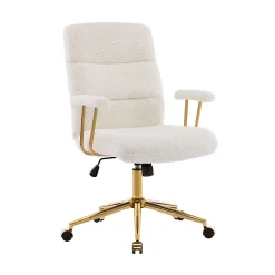 Techni Mobili Elegant Textured Boucle Polyester Mid-Back Executive Office Chair, White/Gold, Total Qty 1