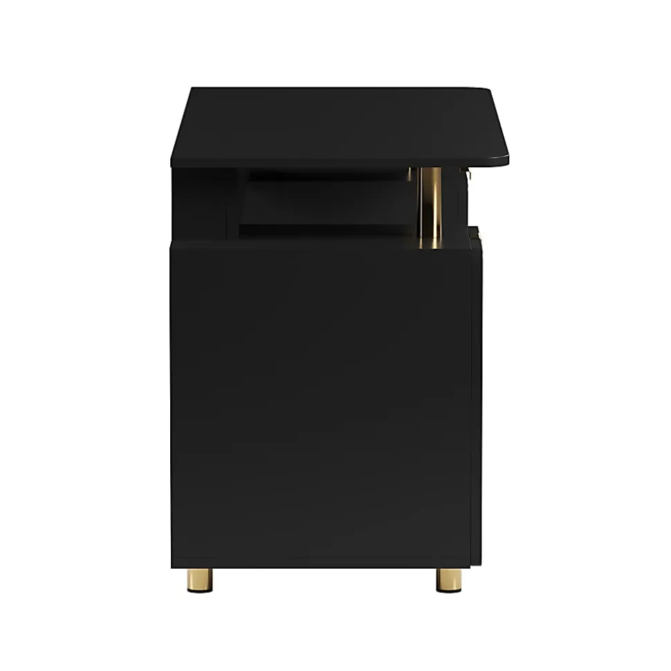 Techni Mobili Elegant 57"W Executive Computer Desk, Black/Gold, Total Qty 1