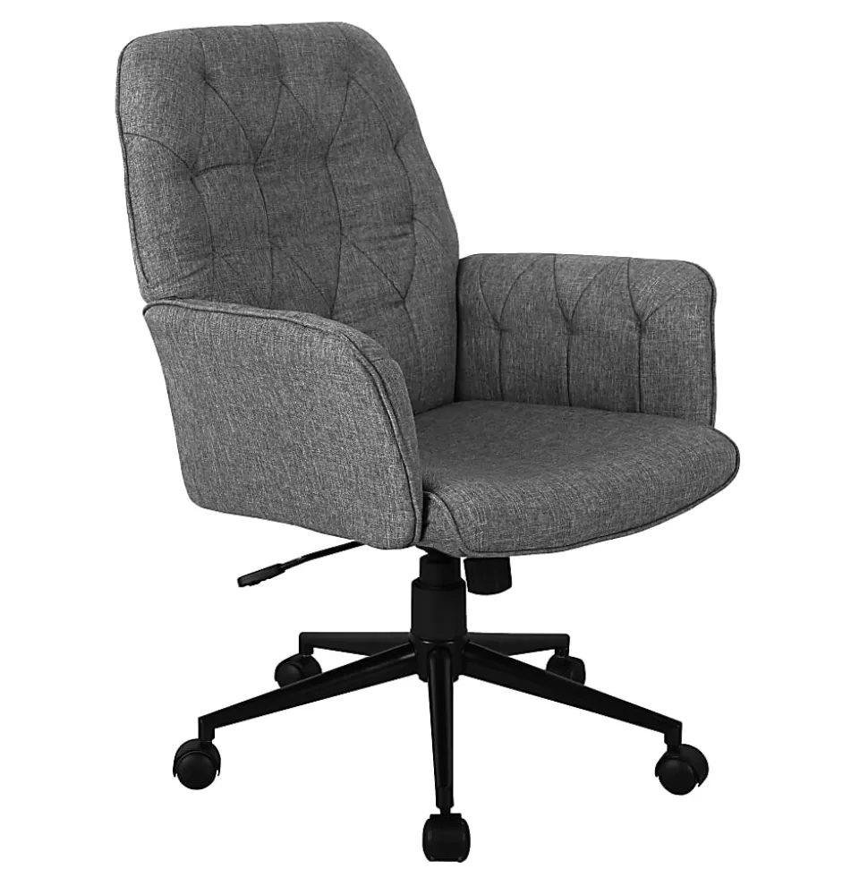 Techni Mobili Ergonomic Fabric Mid-Back Task Chair, Gray