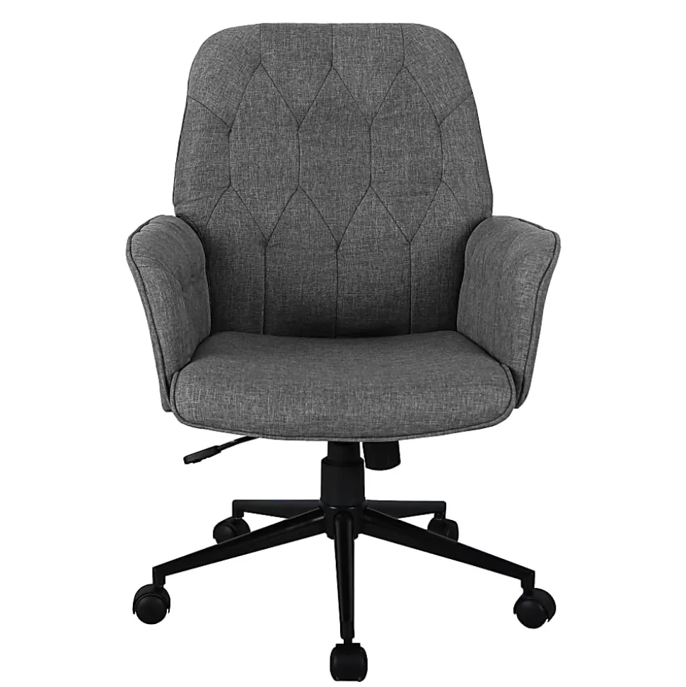 Techni Mobili Ergonomic Fabric Mid-Back Task Chair, Gray