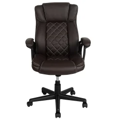 Techni Mobili Ergonomic Faux Leather High-Back Executive Office Chair, Brown, Total Qty 1