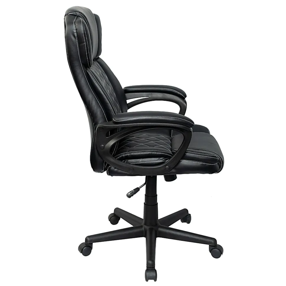 Techni Mobili Ergonomic Faux Leather High-Back Executive Office Chair, Black, Total Qty 1, RTA2025CBK