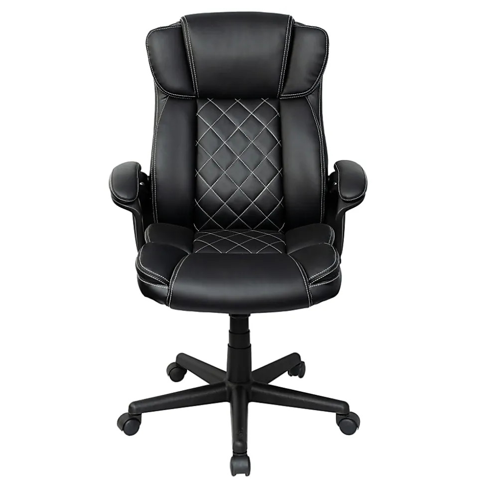 Techni Mobili Ergonomic Faux Leather High-Back Executive Office Chair, Black, Total Qty 1, RTA2025CBK