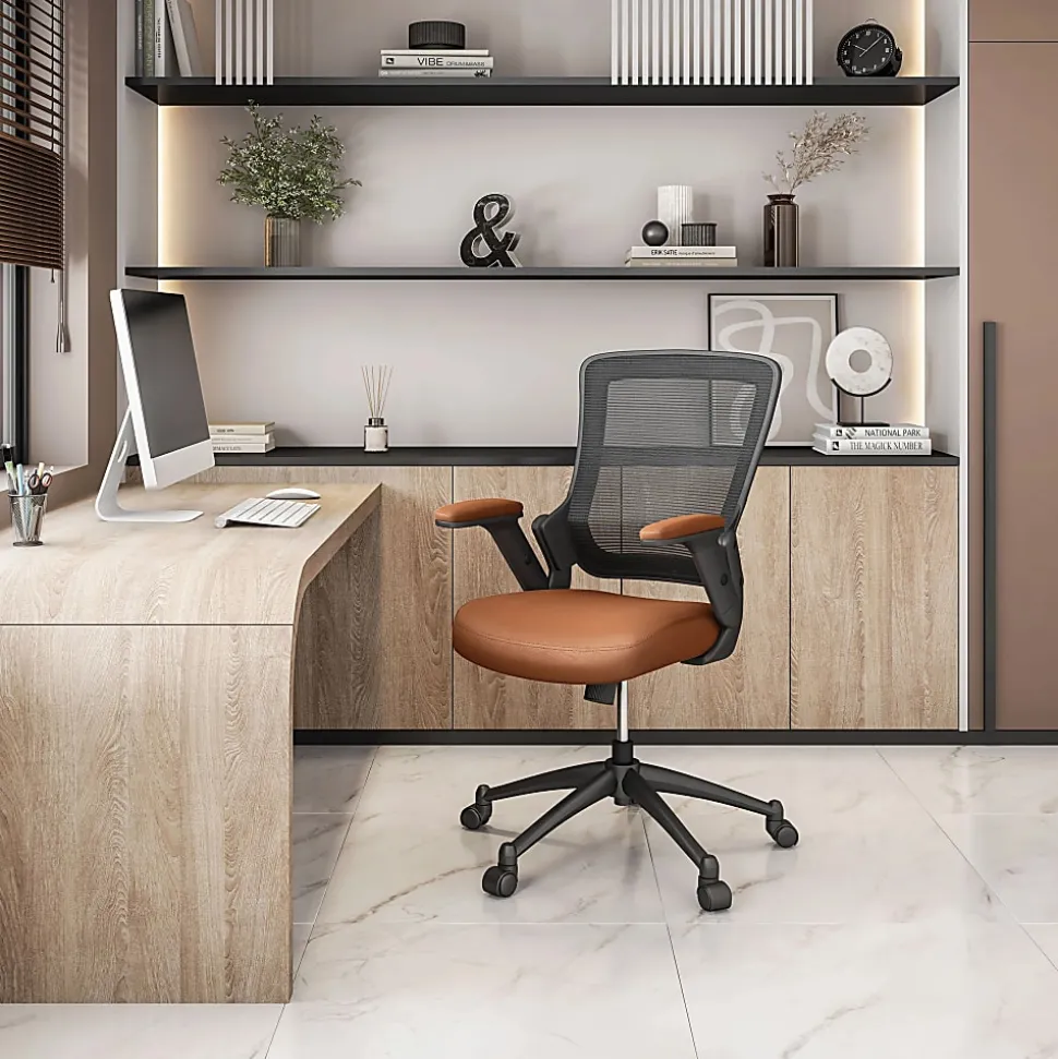 Techni Mobili Ergonomic Mesh Mid-Back Task Chair, Brown