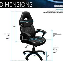 Techni Mobili High-Back Executive Sport Race Office Chair, Black, Total Qty 1