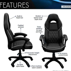 Techni Mobili High-Back Executive Sport Race Office Chair, Black, Total Qty 1