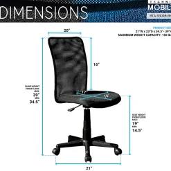 Techni Mobili RTA-9300B-BK Mesh Task Office Chair, Black
