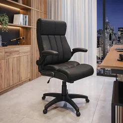 Techni Mobili RTA-4902-BK Faux Leather Executive Office Chair, Black