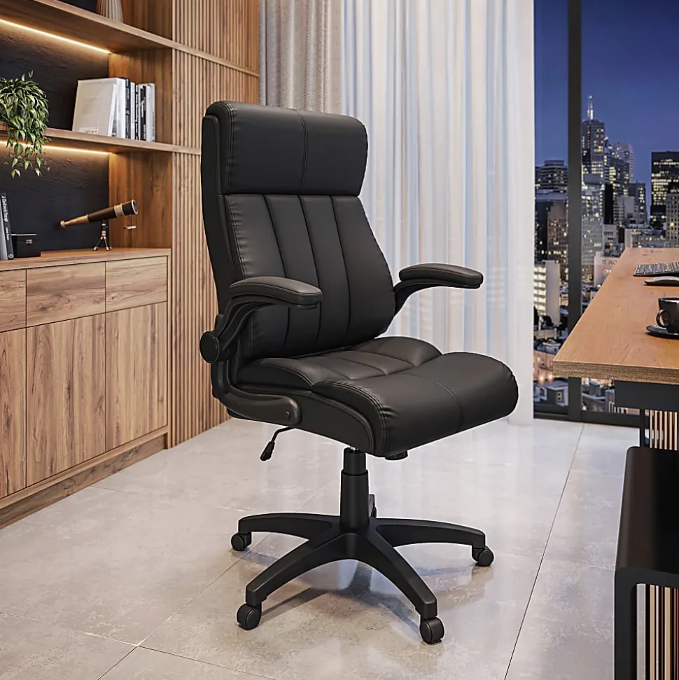 Techni Mobili RTA-4902-BK Faux Leather Executive Office Chair, Black