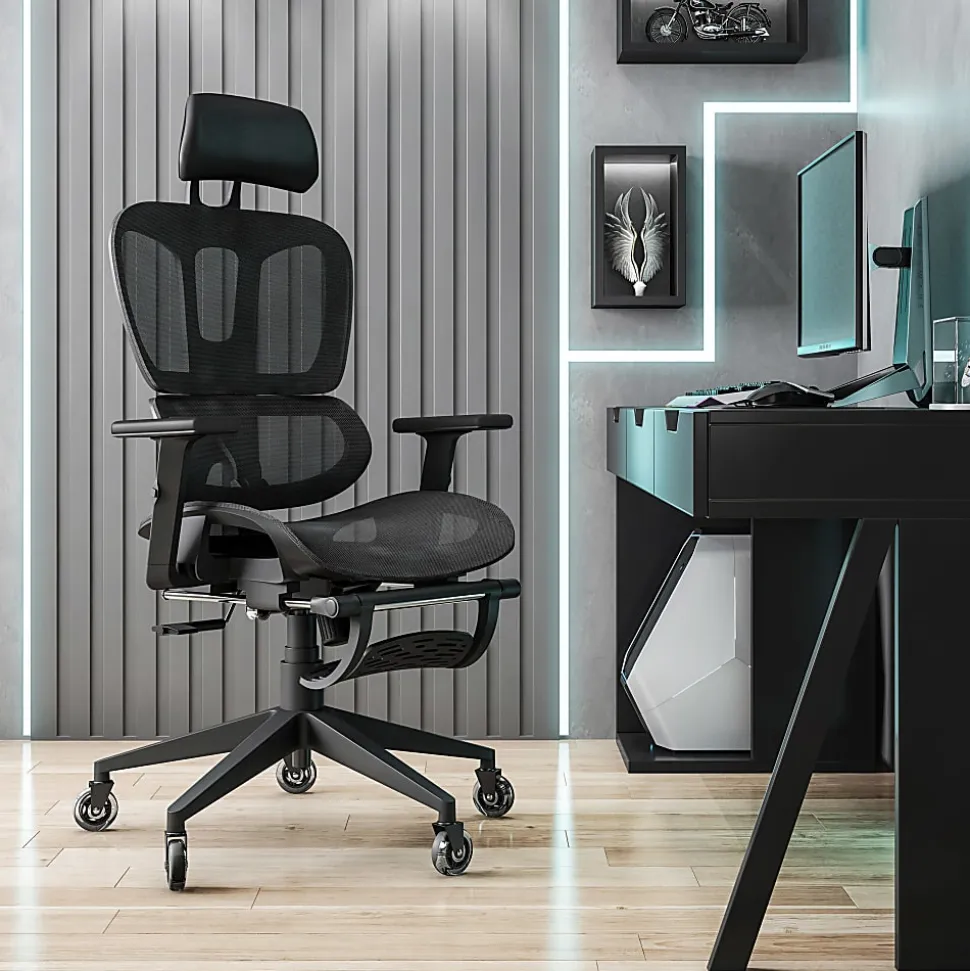 Techni Mobili Ultimate Reclining Ergonomic Mesh High-Back Task Chair, Black, Total Qty 1