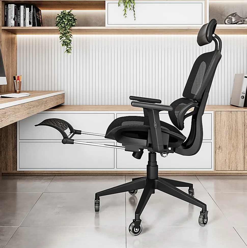 Techni Mobili Ultimate Reclining Ergonomic Mesh High-Back Task Chair, Black, Total Qty 1
