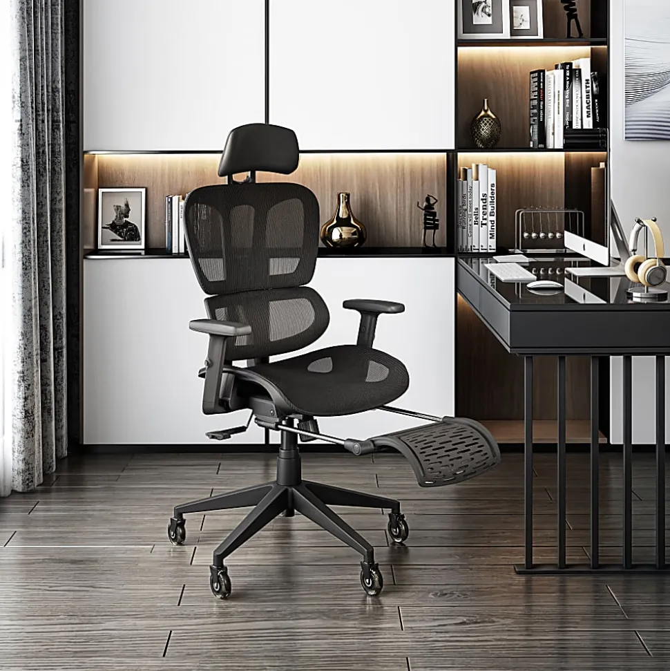 Techni Mobili Ultimate Reclining Ergonomic Mesh High-Back Task Chair, Black, Total Qty 1