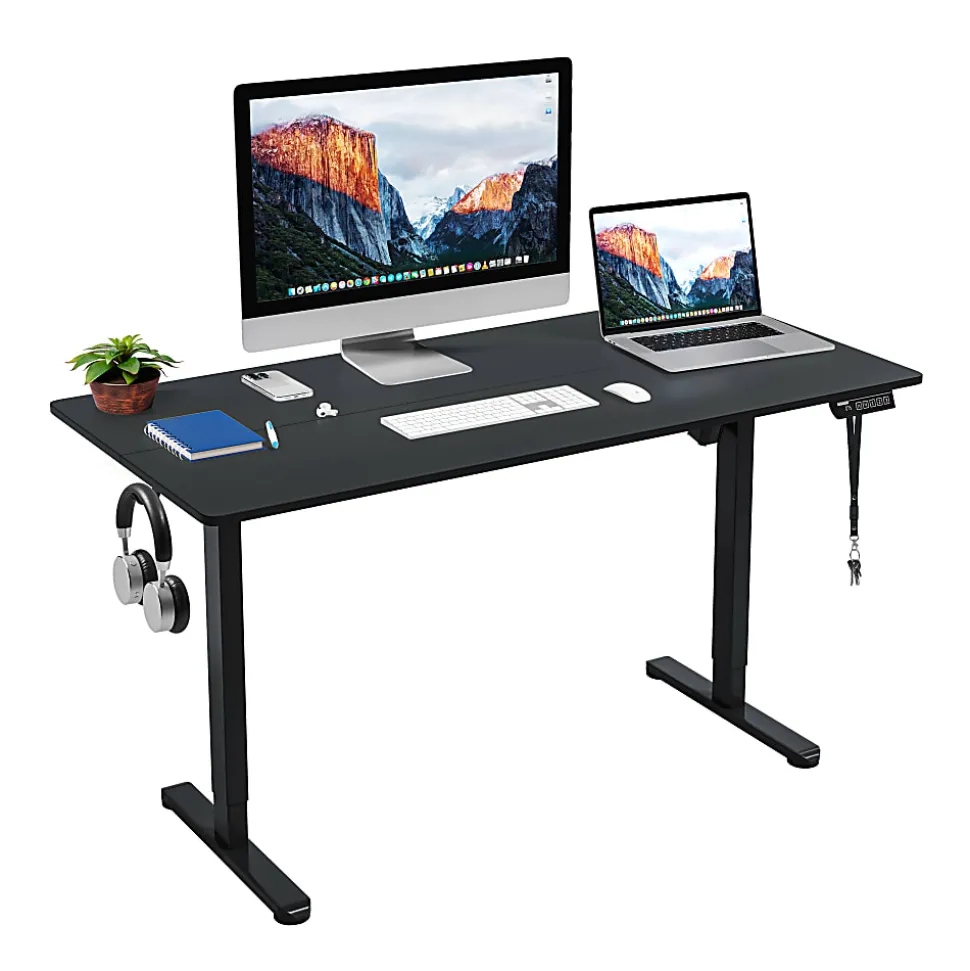 Techni Mobili 55”W Electric Adjustable Height Standing Desk, Black, Total Qty 1