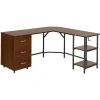 Techni Mobili 59"W L-Shaped 2-Tone Home Office Computer Desk With Storage, Walnut