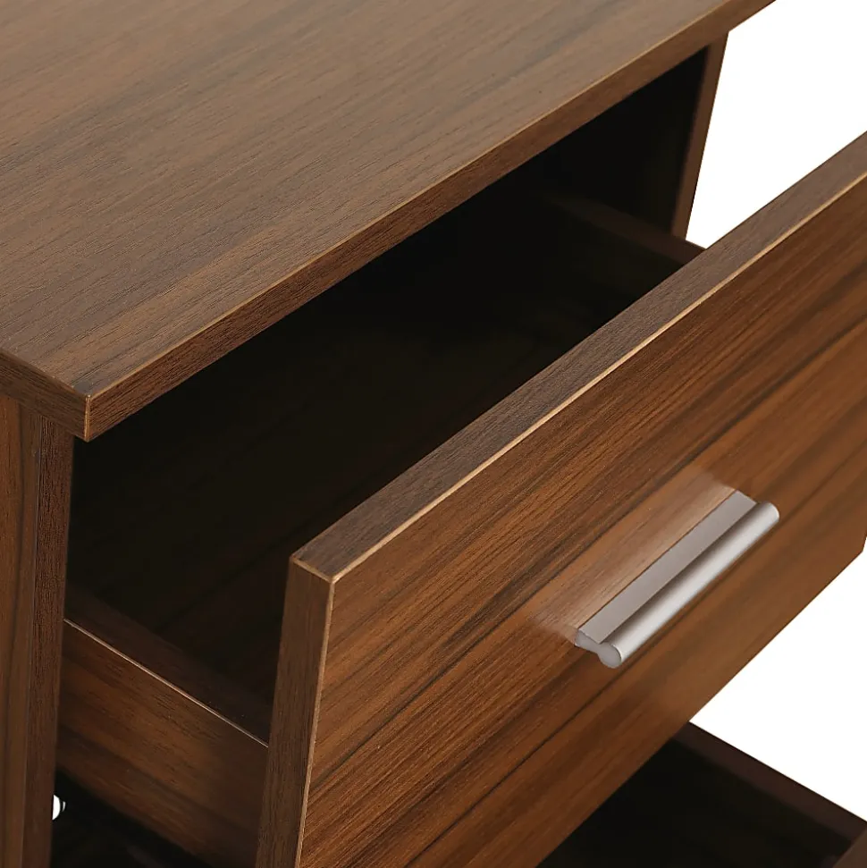 Techni Mobili 59"W L-Shaped 2-Tone Home Office Computer Desk With Storage, Walnut