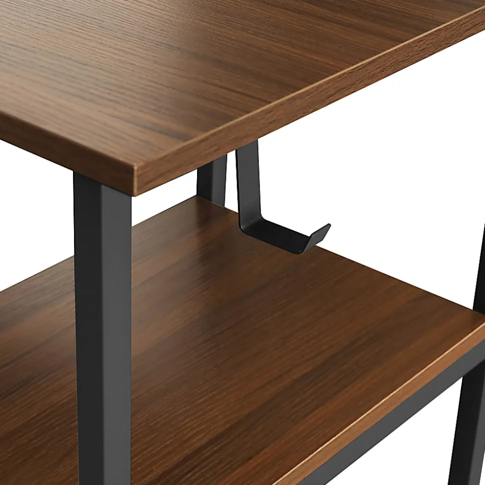 Techni Mobili 59"W L-Shaped 2-Tone Home Office Computer Desk With Storage, Walnut