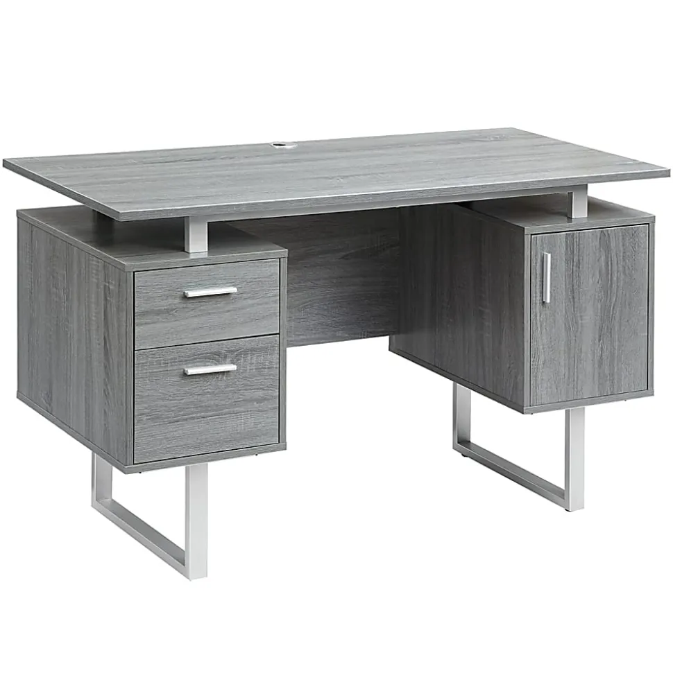 Techni Mobili 52"W Modern Computer Desk With Storage, Gray