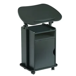 Techni Mobili 24”W Sit-to-Stand Rolling Adjustable Height Laptop Cart Standing Desk With Storage, Black, Total Qty 1