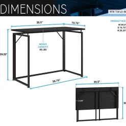 Techni Mobili 40"W Space-Saving Folding Writing Desk, Black, Total Qty 1