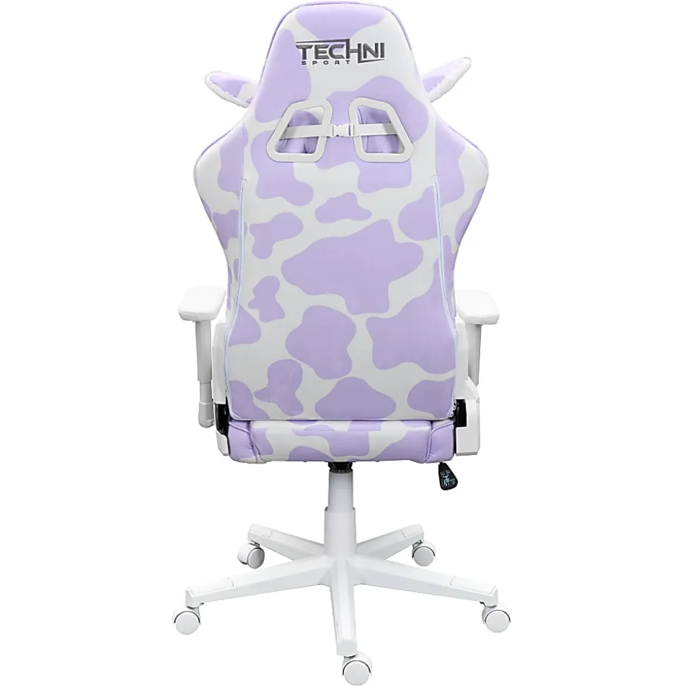 Techni Sport Cow Series Ergonomic Fabric Computer Gaming Chair, Lavender